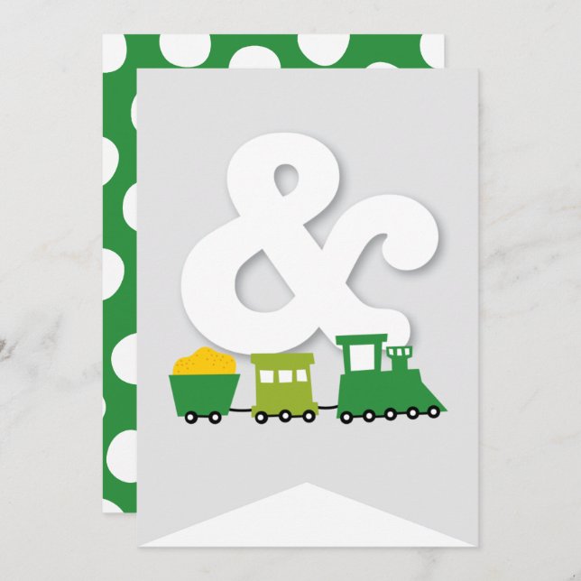 Boys Leksak Barn Födelsedagsfest DIY Bunting Banne Inbjudningar (Fram/baksida)