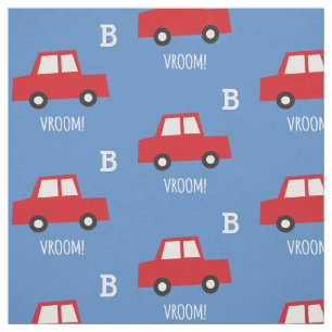 Boys Leksak Cute Red Cars Vroom Monogram Barn Namn Tyg