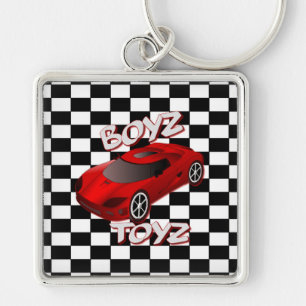 Boys Leksak Red Sports Car Square Nyckelring
