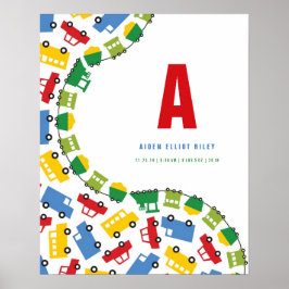 Boys Leksak Transport Anpassningsbar Baby Nursery Poster