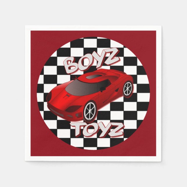 Boys Leksaker Red Sports Car Napkins 2 Pappersservett (Framsidan)