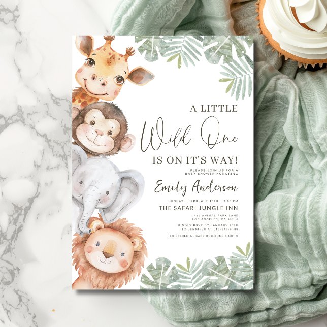 Boys Little Vild One Safari Animals Baby Shower Inbjudningar (Skapare uppladdad)