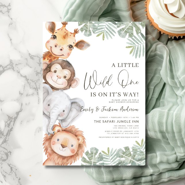 Boys Little Vild One Safari Animals Baby Shower Inbjudningar (Skapare uppladdad)