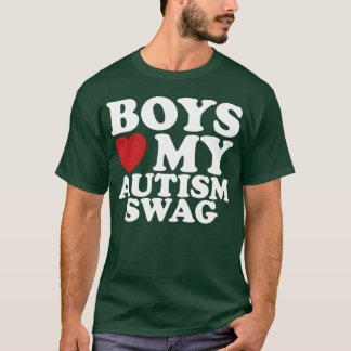 Boys Love My Autism Swag Awareness Heart friends T Shirt