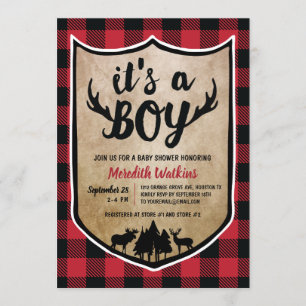 Boys Lumberjack Baby Shower Inbjudningar