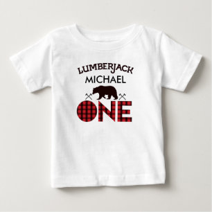 Boys Lumberjack Bear Arrows 1st Birthday T-shirt