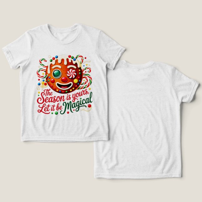 Boys' Magical Gingerbread Christmas Candy Cookie  T Shirt (Design fram och bak)