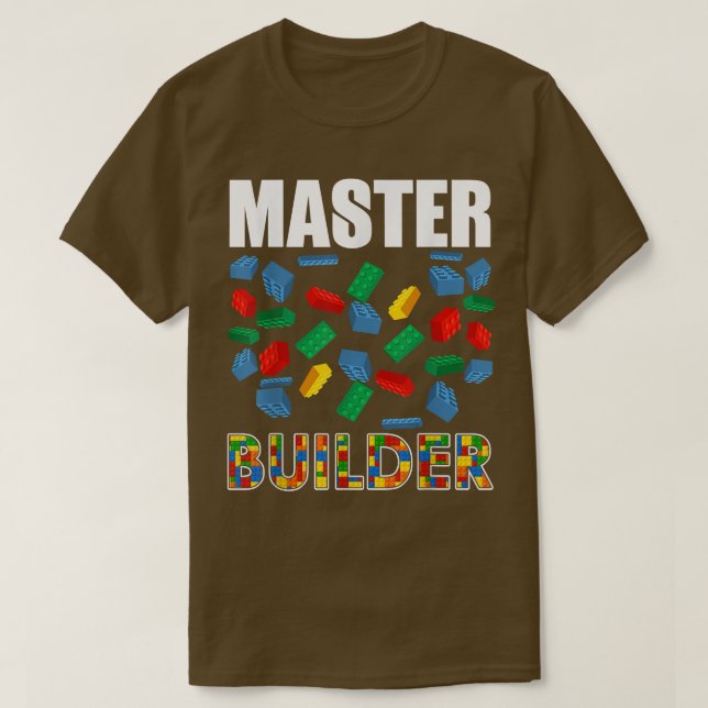 Boys Master Builder Funny Brick Building Blocks To T Shirt (Design framsida)