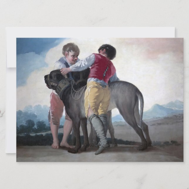 Boys med en Mastiff-Hund Kort (Framsida)