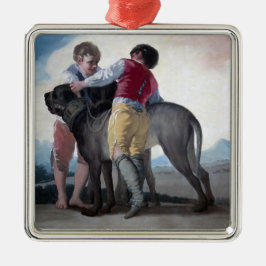 Boys med mastiff-Hund (av Francisco Goya) Julgransprydnad Metall