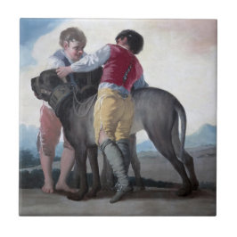 Boys med mastiff-Hund (av Francisco Goya) Kakelplatta