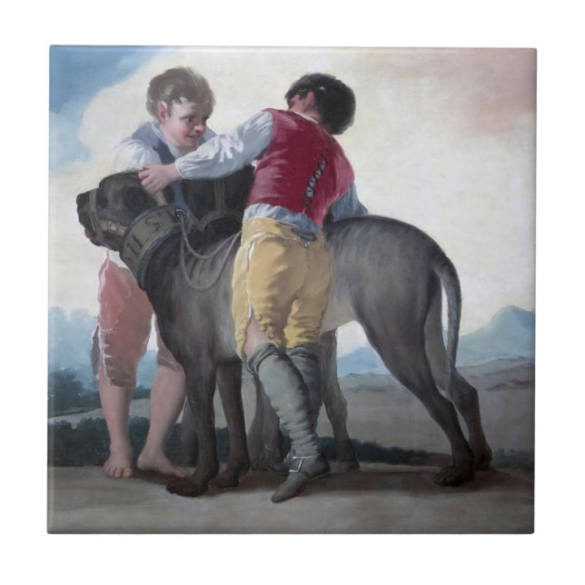 Boys med mastiff-Hund (av Francisco Goya) Kakelplatta (Framsidan)