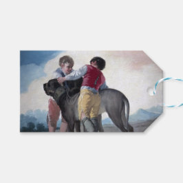 Boys med mastiff-Hund (av Francisco Goya) Presentetikett