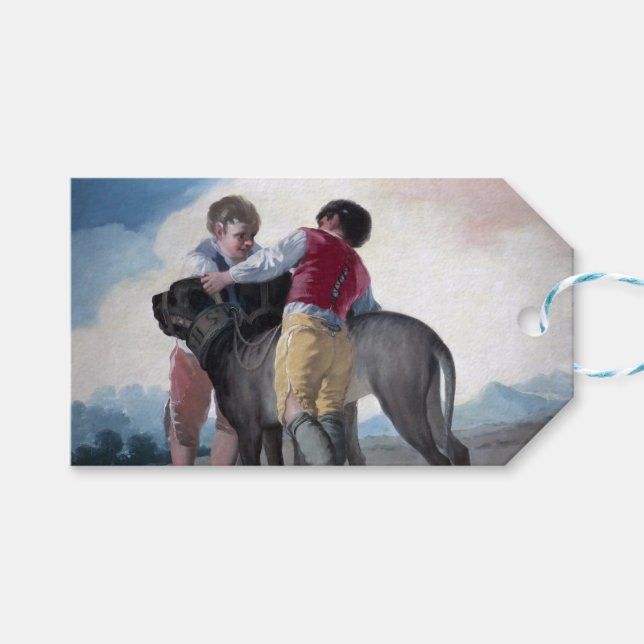 Boys med mastiff-Hund (av Francisco Goya) Presentetikett (Framsidan (Horisontell))