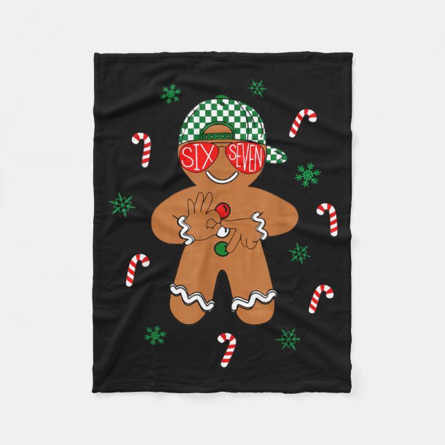 Boys Mens Christmas 6 7 Gingerbread Funny Meme Six Fleecefilt (Framsidan)