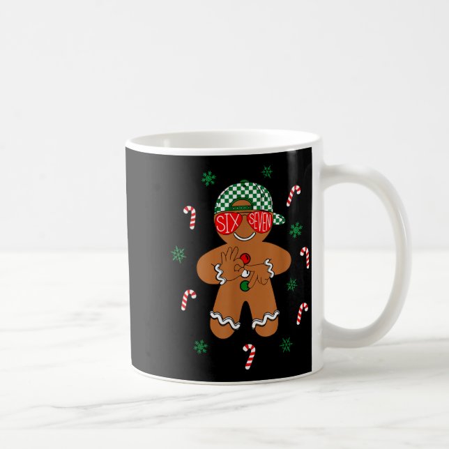 Boys Mens Christmas 6 7 Gingerbread Funny Meme Six Kaffemugg (Höger)