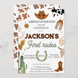 Boys Min första Rodeo Cowboys 1:a födelsedag Inbjudningar