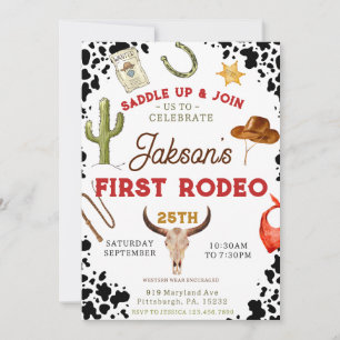 Boys Min första Rodeo Cowboys 1:a födelsedag Inbjudningar