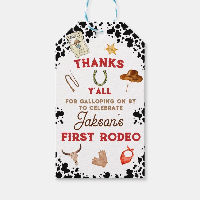 Boys Min första Rodeo Cowboys 1:a födelsedag Presentetikett (Framsidan)