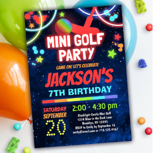 Boys Mini Golf Födelsedagsfest Inbjudningar