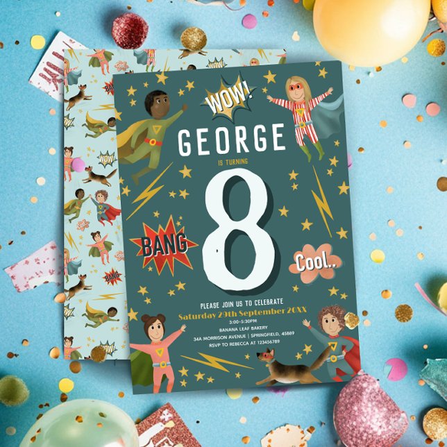 Boys Modern Action Superhjälten Barns födelsedag Inbjudningar (Skapare uppladdad)