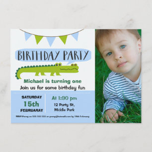 Boys Modern Alligator Birthday-inbjudan Inbjudningar
