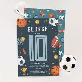 Boys Modern Blue Sports Barns födelsedag Inbjudningar