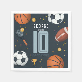 Boys Modern Blue Sports Barns födelsedag Pappersservett