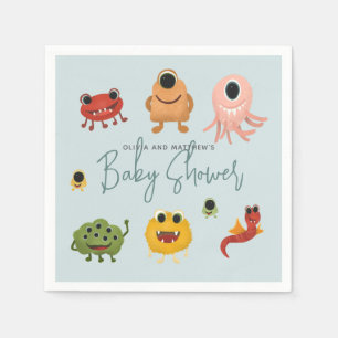 Boys Modern och Cute Colorful Monster Baby Shower Pappersservett