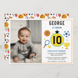 Boys Modern Sports Barns födelsedag | Bild på spel Inbjudningar