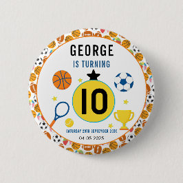 Boys Modern Sports Födelsedagsfest | Speldagstema Knapp