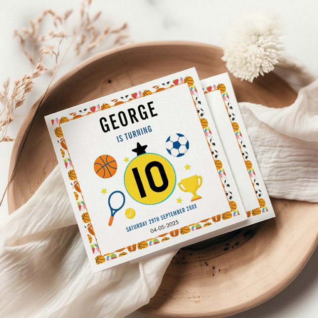 Boys Modern Sports Födelsedagsfest | Speldagstema Pappersservett (Skapare uppladdad)