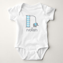 Boys Monogram Bodydräkt Pojke Elephant Initial n Tröja