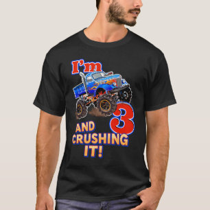 Boys Monster Lastbil Birthday I är 3 och krossar d T Shirt