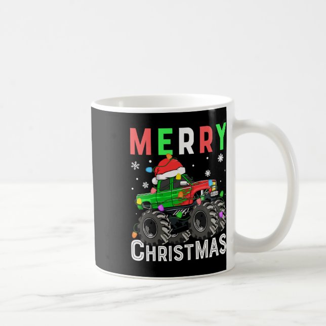 Boys Monster Lastbil God jul Santa Hat Kids Kaffemugg (Höger)