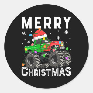 Boys Monster Lastbil God jul Santa Hat Toddl Runt Klistermärke