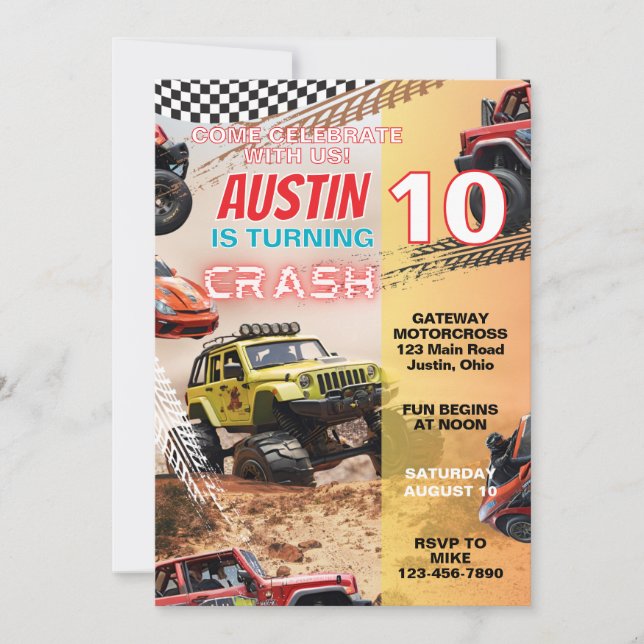 Boys Monster Lastbil i alla åldrar Inbjudningar (Framsida)