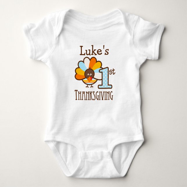Boys Mt First Thanksgiving Personlig Bodydress T-shirt (Framsida)