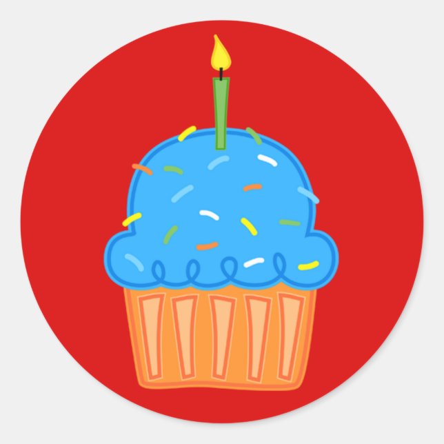 Boys Muffinss Red Stickers Runt Klistermärke (Framsida)