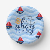 Boys Nautical Anchor Boat Baby Shower Papper Platt