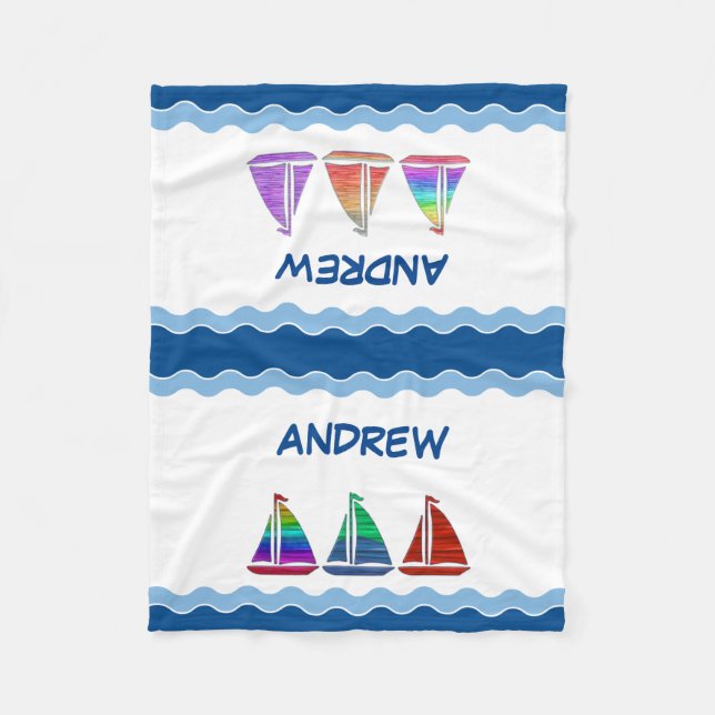 Boys Nautical Monogram Fleece Blanket (Framsidan)