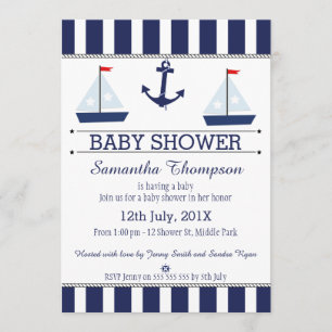 Boys Nautical Segelbåt Baby Shower-inbjudan Inbjudningar