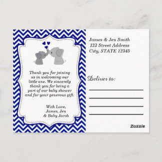 Boys NAVY Blue Elephant TACK Post Card 366 Vykort