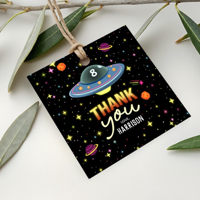 Boys Neon Outer Space Birthday Party Favor Gåvor Etiketter (Skapare uppladdad)
