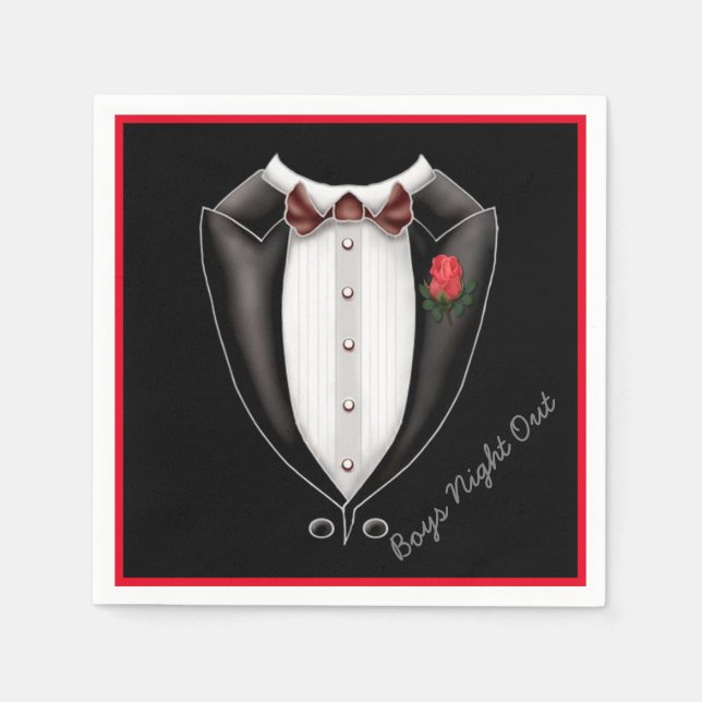 Boys Night Out Tuxedo Party Napkins Pappersservett (Framsidan)