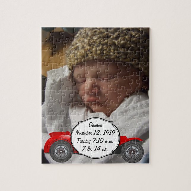 Boys Nursery Classic Car ger sötröda Retro-bilar Pussel (Vertikal)