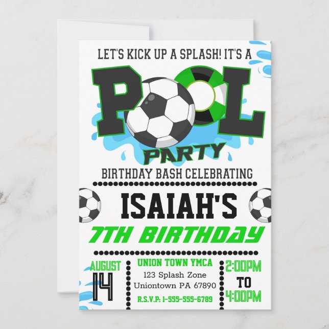 Boys Ocer Bassäng Party födelsedag Inbjudningar (Framsida)