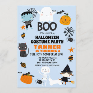 Boys Orange Blue Halloween födelsedagsinbjudan Inbjudningar