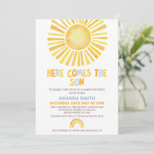 Boys Orange första Resa runt Sol Baby Shower Inbjudningar