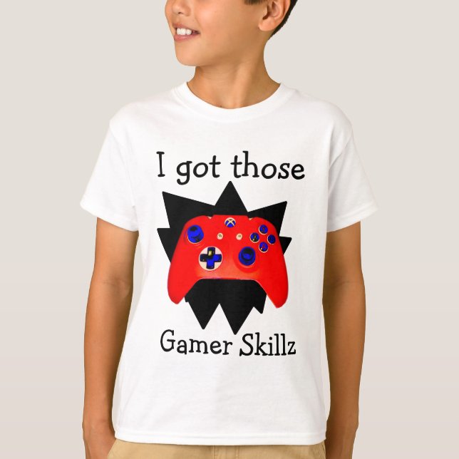 Boys Orange Gamer Skillz T-Shirt (Framsida)